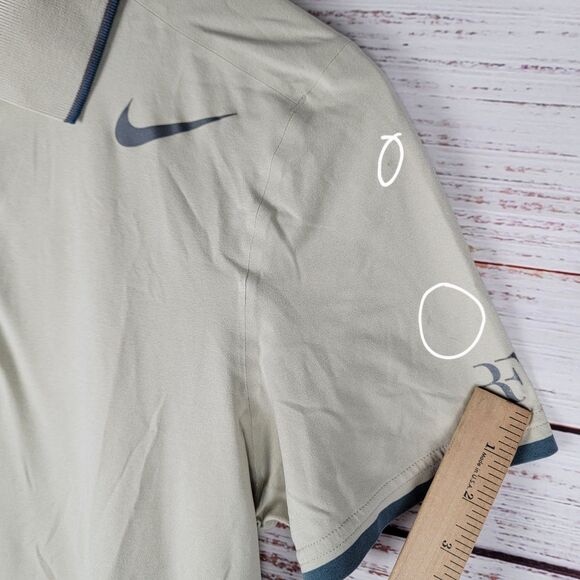Nike Roger Federer Mens Size S Small RF Tennis Polo Shirt 2014 Brisbane Beige - Picture 6 of 15